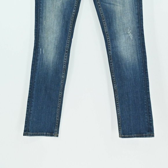 VIGOSS Women's Sz 28 5/6 Dark Wash Straight Leg Bootcut Jeans Flap Pockets - Picture 4 of 11